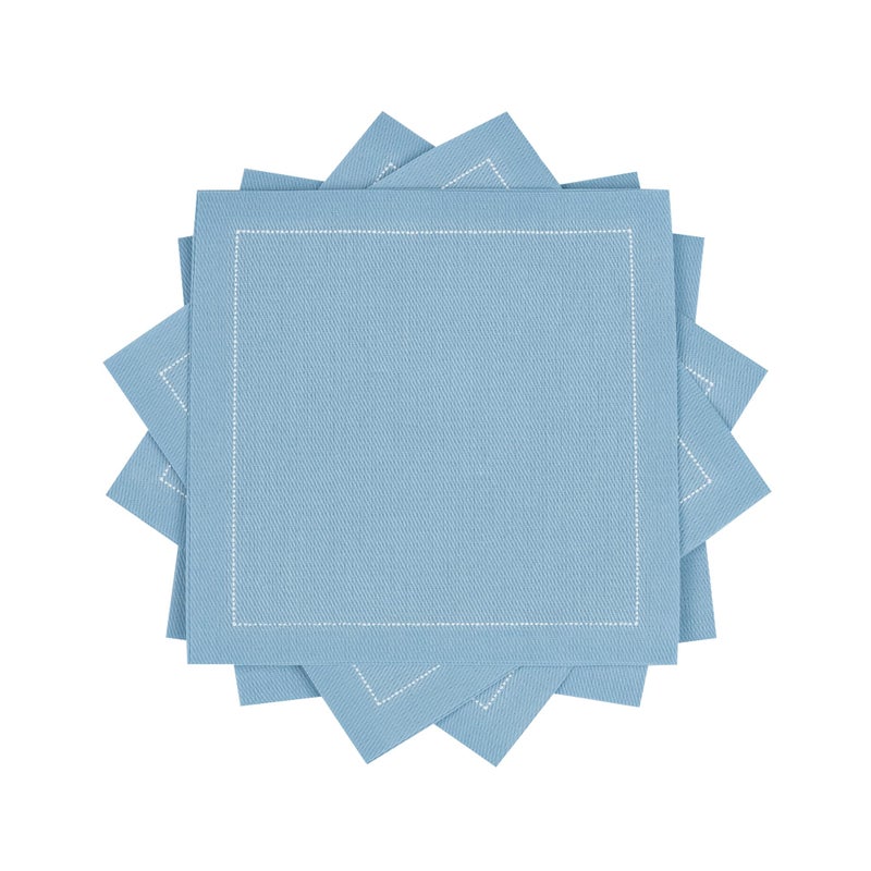 Five Star Napkins Luxury Cotton Cloth Cocktail Napkins - Bar Napkins, Party Napkins, Beverage Napkins, Events, Holiday, Wedding, Birthday, Parties - 4.5" x 4.5" - Disposable (50 x) Sky Blue - Image 1